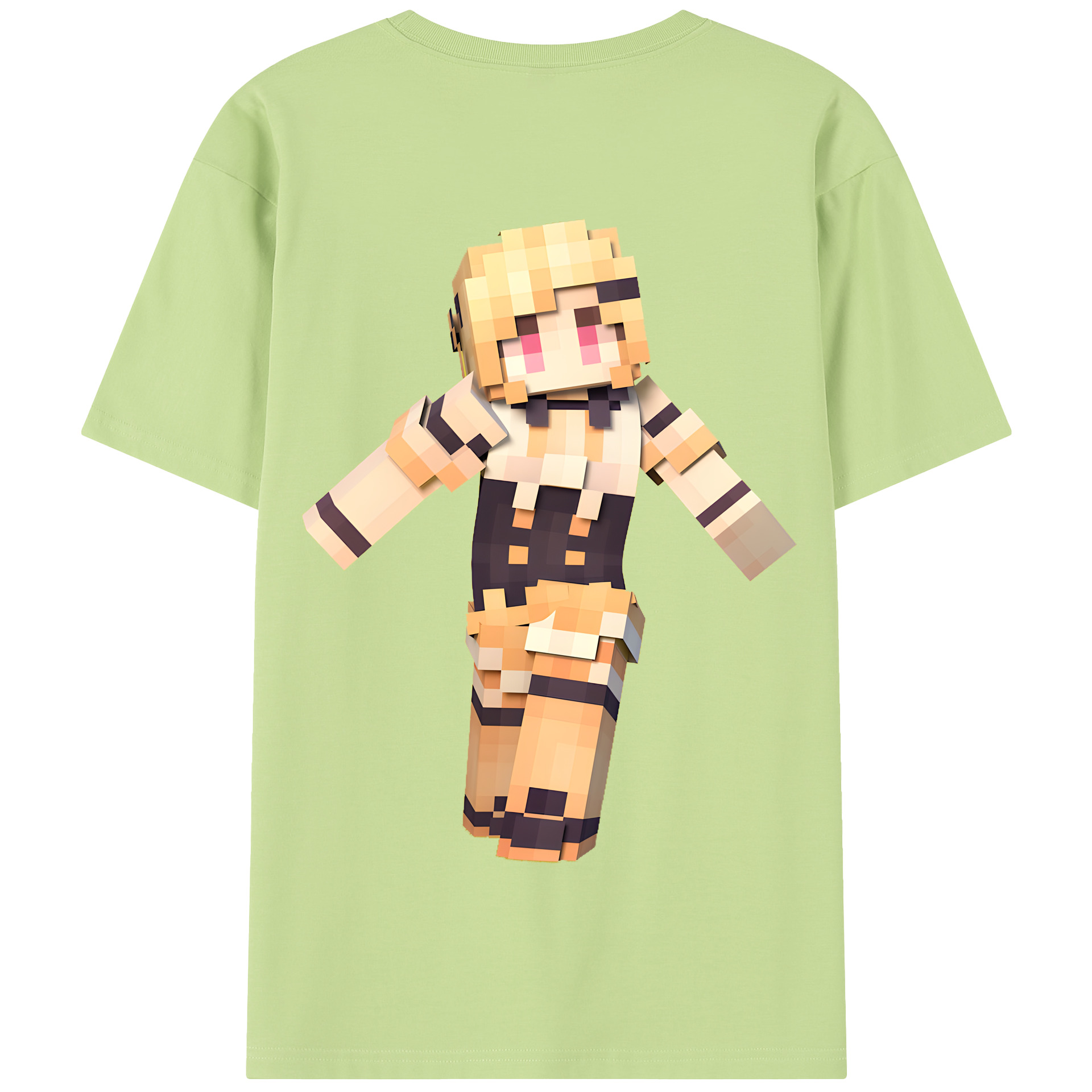 （画像用） マインクラフト ブロックの世界 Minecraft MC Block world 綿100％半袖Tシャツ（背面プリント）